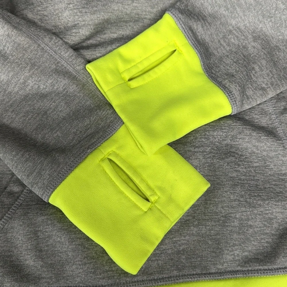 Nike Therma Fit Gray & Volt Neon Yellow Women's Athletic Pullover Hoodie Medium